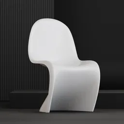 White 3D rendered Panton chair model for Blender, showcasing modern furniture design with smooth curves.