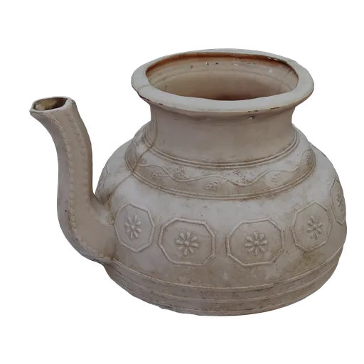 Realistic ceramic water jug 3D model rendered in Blender, featuring detailed textures and design, suitable for bathroom scenes.