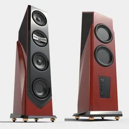 Hi Fi Floor Speaker Red Wood