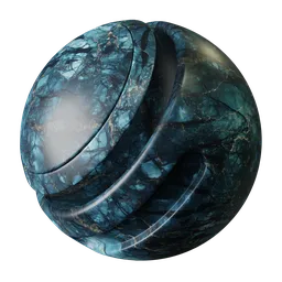 High-quality PBR texture of blue marble with intricate golden veining for realistic rendering in Blender 3D and similar applications.