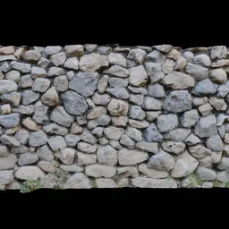 High-resolution texture of a stone wall for 3D modeling, compatible with Blender, showcasing realistic details and shading.
