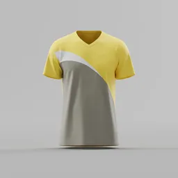 Curved Color-Block V-Neck Tee