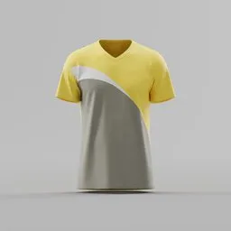 Curved Color-Block V-Neck Tee