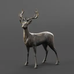 Black Stag Sculpture sculpted in Blender