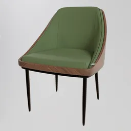 "Get the award-winning Modern Wooden Chair 3D model for your Blender 3D project. With tonal topstitching and highly detailed rounded forms, this chair brings a touch of 70s design and Directoire style to your scene. Created by Rajmund Kanelba and available on BlenderKit under the 'furniture' category."