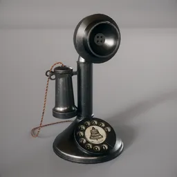 "Get your hands on a 4K PBR 1915 AT&T Candlestick Telephone 3D model, perfect for that old-timey feel. Detailed with brass and copper accents, this asset is suitable for videogames or artist renderings. Available for hire from experienced Blender 3D artists."