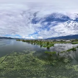 Green lake bluesky cloud