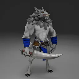 Stylized Wolf Warroir-Rigged-Animated