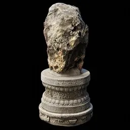 Highly detailed textured 3D model of a stone sculpture on pedestal for Blender.