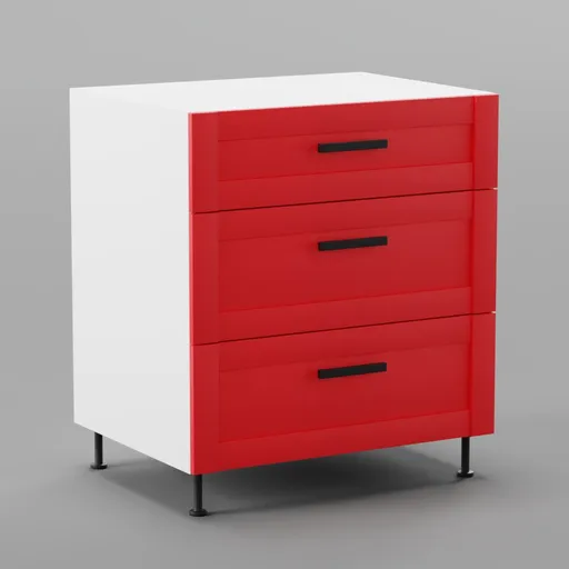 Kitchen lower cabinet 75cm (3 drawers)
