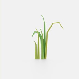 "Low poly nature grass 3D model for Blender 3D - minimalist design inspired by Joachim Patinir, with three stalks of grass in snow. Ideal for sustainable and food advertisement projects. Untextured, unobtrusive and versatile."