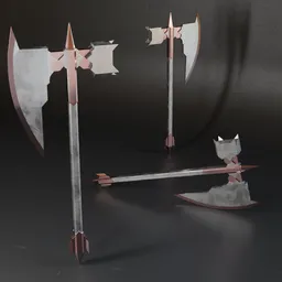 Detailed Blender 3D lowpoly ax model with high-quality metal materials, suitable for war game design and virtual environments.