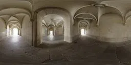 Arched stone corridors in Georgentor HDR image for realistic lighting in 3D urban scene rendering.
