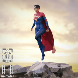 Detailed Supergirl 3D model poised for animation with Blender compatibility, reflecting superhero dynamism and realism.