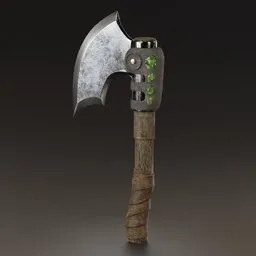 "Explore the historical military world with the stunning Magic Axe 3D model created in Blender and featuring a unique green crystal and intricate Maori ornamentation. This well-rendered piece includes a single set of 4k UVs and masks for easy editing of each part of the axe, as well as a separate map for crystal emission, making it a beautiful addition to any Blender 3D collection."