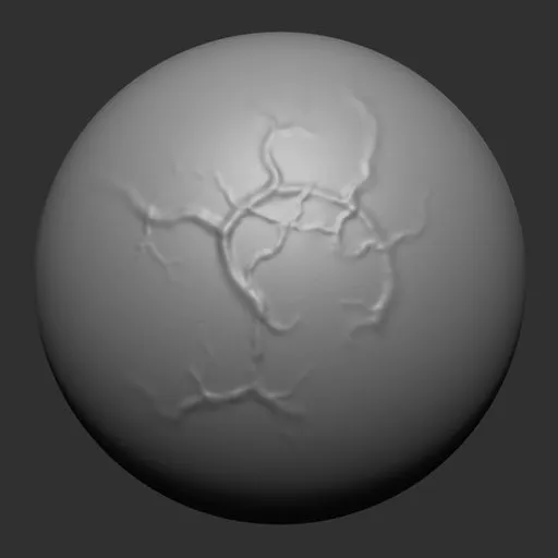 NS Veins curved surface brush effect on 3D model for Blender sculpting.