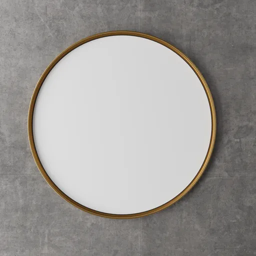 Realistic circular metal-framed mirror Blender 3D model for interior design visualization.