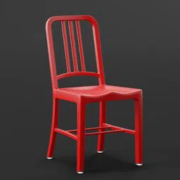 Red Emeco recycled chair 3D model with sleek design optimized for Blender rendering.