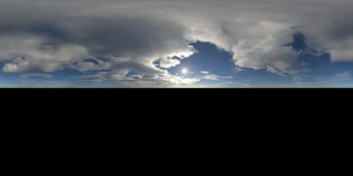 16k resolution HDR image of serene morning clouds with sun peeping through for realistic scene lighting.