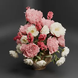 Peony Flower Bouquet in Decorative Vase