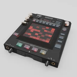 High-quality Blender 3D model of a dynamic multi-effects processor with touchpad control and LED matrix.