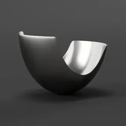 High-quality 3D model of a silver ornamental shell-inspired bowl, compatible with Blender for artistic and design purposes.
