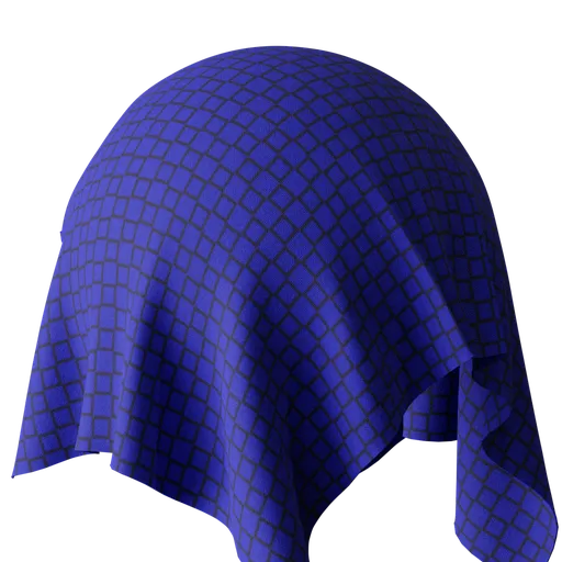 High-resolution PBR material of blue checkered fabric for Blender 3D and other 3D applications.