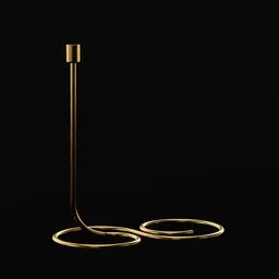 "Chic and modern taper candle holders created with Blender 3D software. Ideal for indoor and outdoor decor, these gold candle holders evoke an illuminated glow. Sleek and stylish, they add a touch of elegance to any setting."