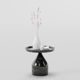 Marble Coffee Table With Vase with Plum Flower on Branch