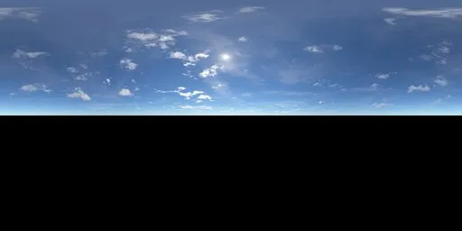 High-resolution 16k 32-bit HDR image featuring a clear sky with scattered clouds for realistic lighting in 3D scenes.
