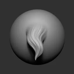 Single wavy strand 3D sculpting brush effect for detailed fur textures in Blender modeling.