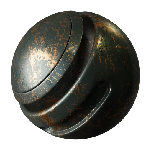 Chipped Gunmetal Painted Brass
