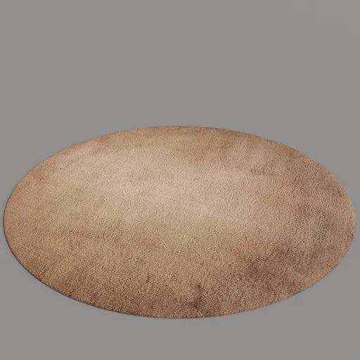 Highly detailed 3D model of a textured beige round carpet for Blender rendering and interior design.