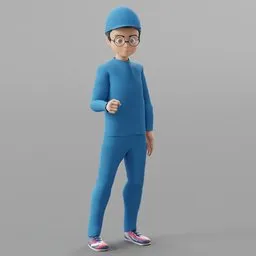 "Coach Character Rigged 3D model for Blender 3D software. Consists of low polygon base mesh with good proportions, clean topology, UV and rigging pre-applied. Perfect for animation projects and saves valuable time. Please note that blend shapes are not included and the weight paint may need some adjustments."