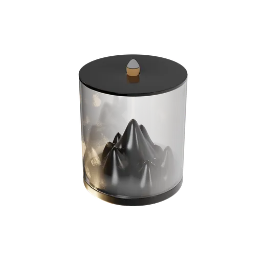 Detailed 3D render of a backflow incense burner with a modern design, ideal for Blender 3D enthusiasts.