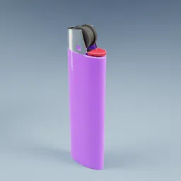 Detailed Blender 3D model of a purple disposable lighter with realistic textures and lighting.