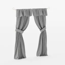 "Fabric Linen Creased Curtain Copper - High-quality 3D model for Blender 3D, ideal for creating realistic ancient room scenes. Features include a curtain with a bow, clothes line, ambient occlusion render, and French provincial furniture. Perfect for adding a touch of elegance to your virtual projects."