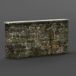 Realistic textured stone wall 3D model for graveyard scenes, optimized for Blender rendering.