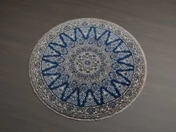 Intricate circular rug 3D model with detailed patterns, optimized for Blender rendering.