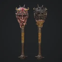 Stylized Demon Head Mace - Game Ready
