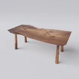 "Small rustic bench 3D model for Blender 3D: A wooden table with octane-rendered 3D design, featuring a sturdy structure with wooden legs and a top. Inspired by Archibald Skirving, this trending model showcases a sharp-nosed design with rounded edges, perfect for a simplistic yet aesthetic addition to any 3D scene. Ideal for architects, designers, and art enthusiasts."