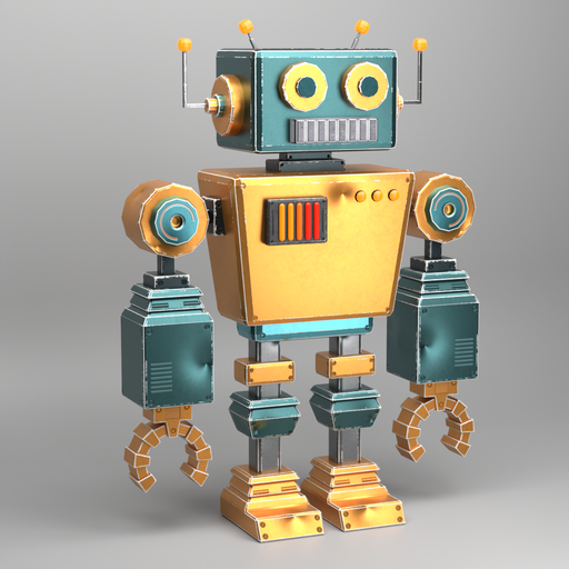 Metallic Cubic Robot Cute | Robots Characters models | BlenderKit