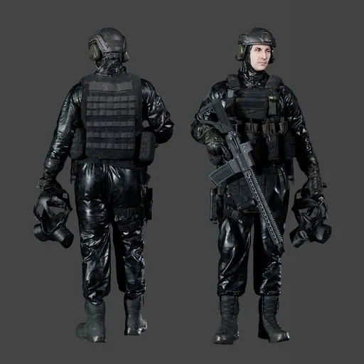 Hazmat Soldier Standing Pose Black