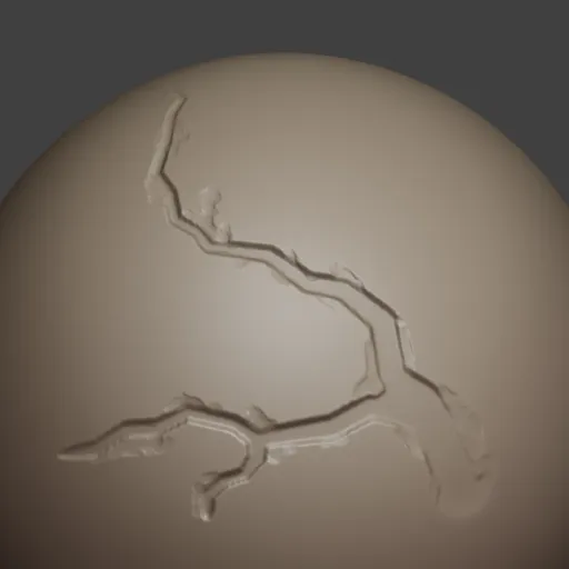 Blender 3D sculpting brush for creating realistic wall crack textures on 3D models.