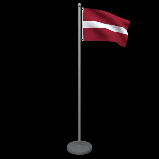 Low-poly animated Latvia flag 3D model for Blender, optimized for CG visualization.