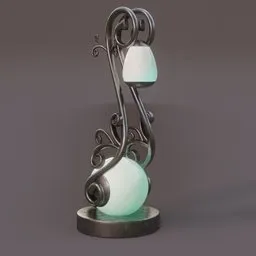 Elegant swirl-pattern structured lamp 3D model for Blender, showcasing a sophisticated and ornate design ideal for exterior illumination.
