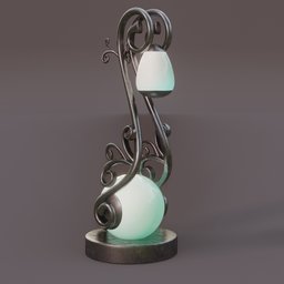Elegant swirl-pattern structured lamp 3D model for Blender, showcasing a sophisticated and ornate design ideal for exterior illumination.