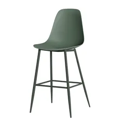 3D model of a modern aloe green counter stool with sleek lines and mid-century design, compatible with Blender.