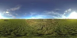 Lush meadow HDR panorama with clear skies for realistic lighting in 3D scenes