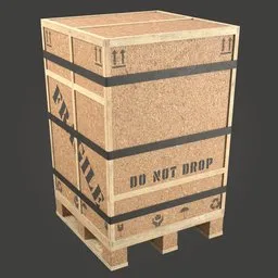 "Lowpoly Chipboard Cargo Box 3D model for use as a game asset or render prop. Featuring highly detailed wooden texture and accurate skin textures, this industrial container is perfect for any scene. Created in Blender 3D software."